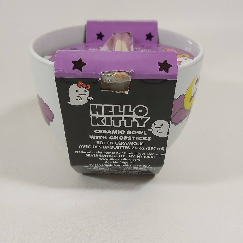 Hello Kitty Ceramic bowl With Chopsticks Halloween Large New Sanrio - Picture 3 of 5